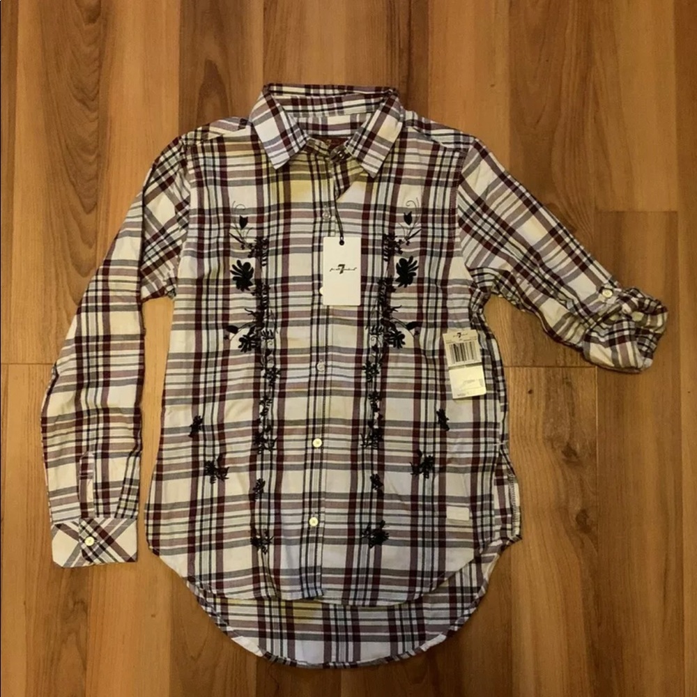 7 for all mankind Girls Plaid Shirt Large 12-14